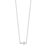 Sterling Shimmer Sterling Silver Rhodium-plated 1.1mm CZ 16 Stone Sideway Cross 16 inch with 2 inch Extension Necklace